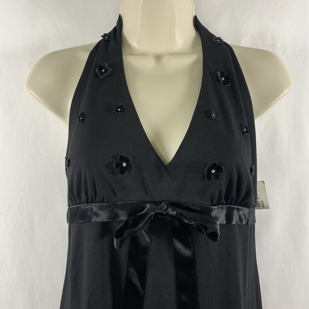 VTG Deadstock 90s Womens Babydoll Halter Bow Dress Size‎ M Y2K Coquette Flowers